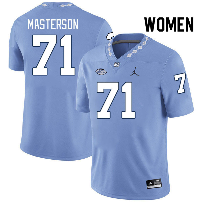 Women #71 Luke Masterson North Carolina Tar Heels College Football Jerseys Stitched-Carolina Blue